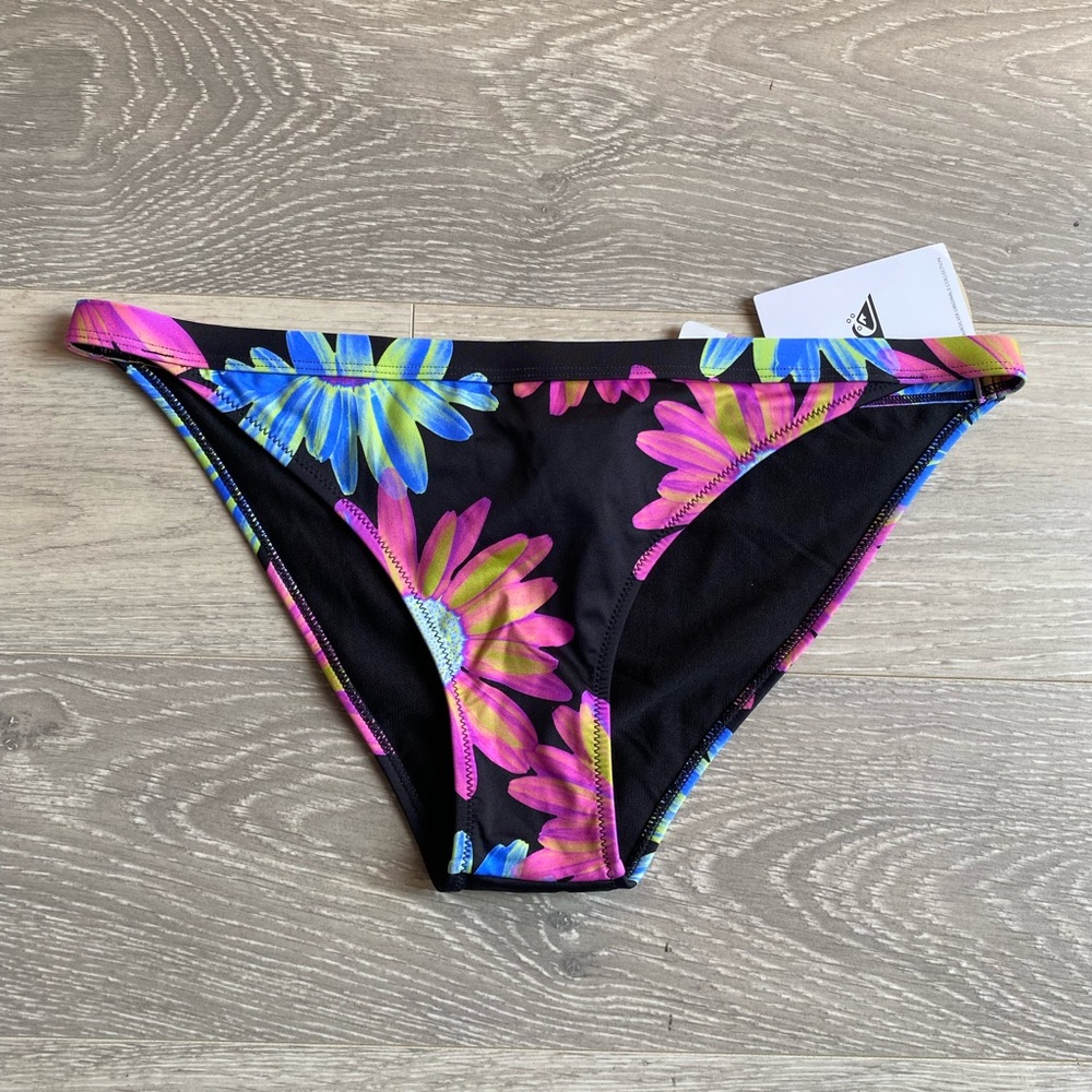 Quiksilver Floral Bikini Bottom - Black, Pink, Blue, Yellow